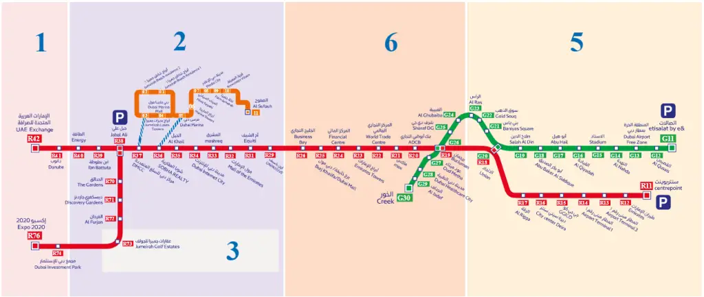 Dubai Metro Map With All Stations Details